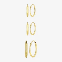 Womens 14K Gold Round 3 Pair Earring Set