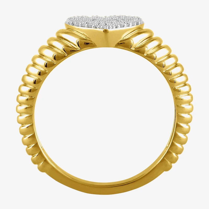 (I / I2) Womens 1/6 CT. T.W. Lab Grown White Diamond 14K Gold Over Silver Heart Cocktail Ring