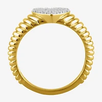 (I / I2) Womens 1/6 CT. T.W. Lab Grown White Diamond 14K Gold Over Silver Heart Cocktail Ring