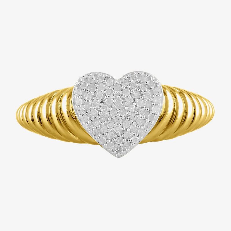 (I / I2) Womens 1/6 CT. T.W. Lab Grown White Diamond 14K Gold Over Silver Heart Cocktail Ring