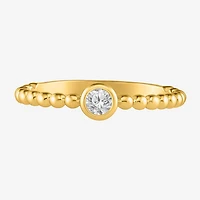 (I / I2) Womens 1/10 CT. T.W. Lab Grown White Diamond 14K Gold Over Silver Cocktail Ring