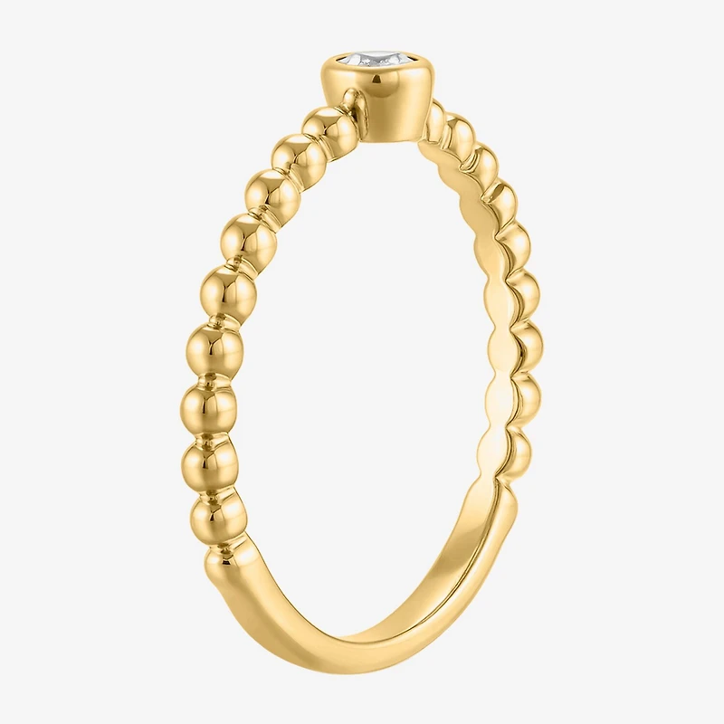 (I / I2) Womens 1/10 CT. T.W. Lab Grown White Diamond 14K Gold Over Silver Cocktail Ring