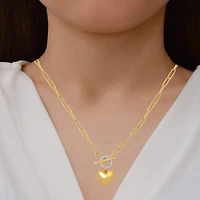 (I / I2) Womens 1/10 CT. T.W. Lab Grown White Diamond 14K Gold Over Silver Heart 18 Inch Pendant Necklace