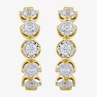 (I / I2) Womens 1/2 CT. T.W. Lab Grown White Diamond 14K Gold Over Silver 17.4mm Hoop Earrings