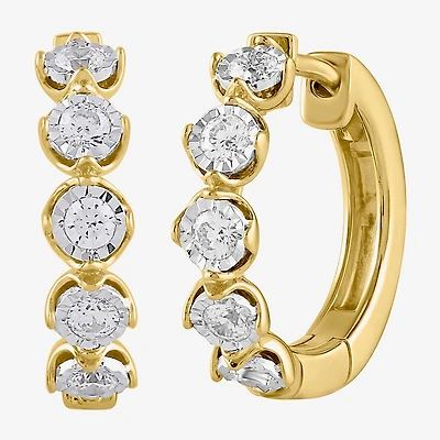 (I / I2) Womens 1/2 CT. T.W. Lab Grown White Diamond 14K Gold Over Silver 17.4mm Hoop Earrings