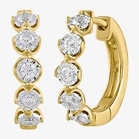 (I / I2) Womens 1/2 CT. T.W. Lab Grown White Diamond 14K Gold Over Silver 17.4mm Hoop Earrings