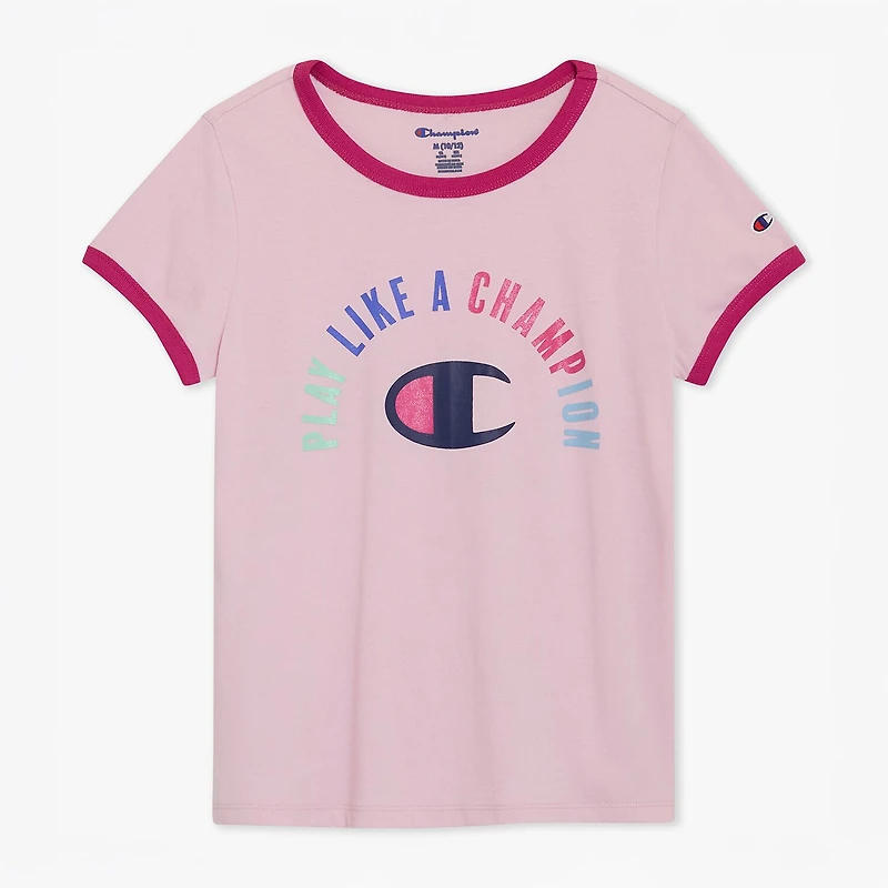 Champion Ringer Big Kid Girls Round Neck Short Sleeve Regular Fit Graphic T-Shirt