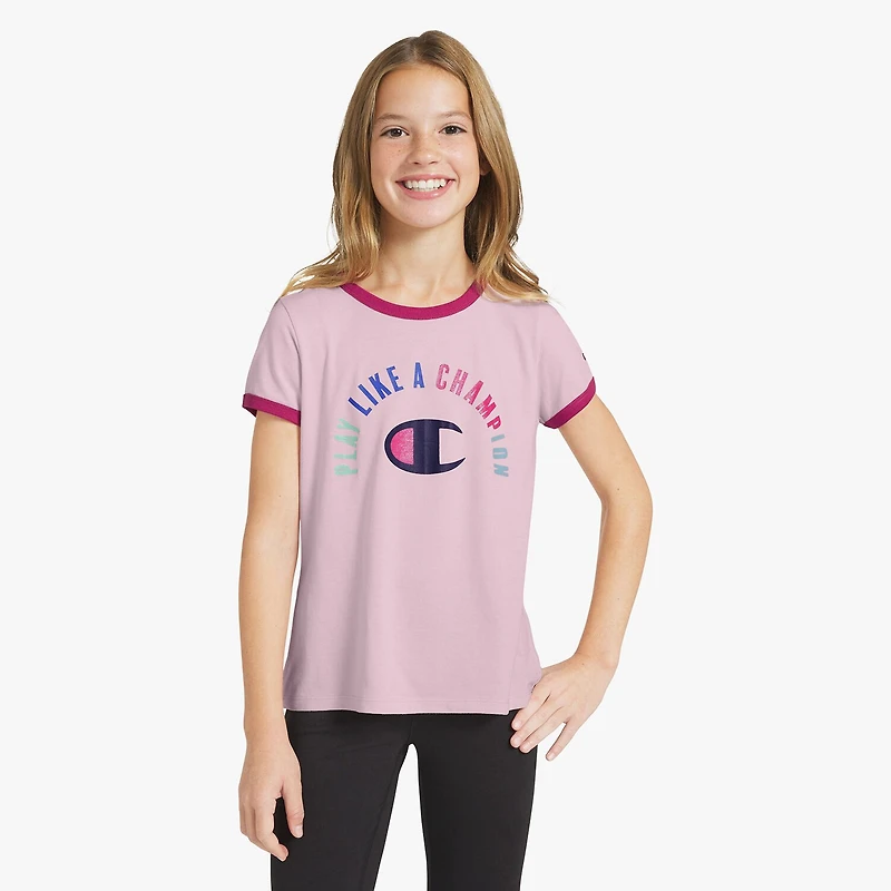 Champion Ringer Big Kid Girls Round Neck Short Sleeve Regular Fit Graphic T-Shirt