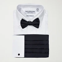 Nick Graham Tuxedo Mens Spread Collar Long Sleeve Stretch Fabric Shirt + Tie Set