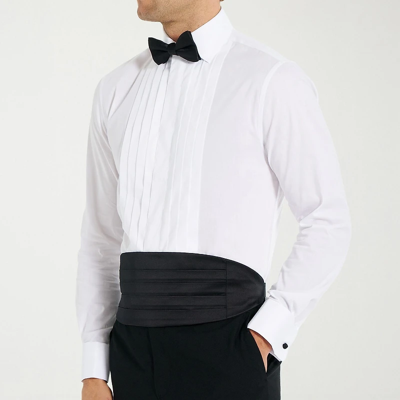 Nick Graham Tuxedo Mens Spread Collar Long Sleeve Stretch Fabric Shirt + Tie Set