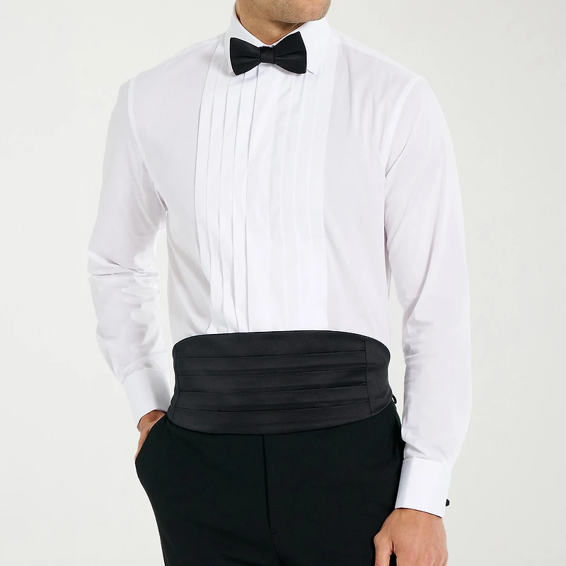 Nick Graham Tuxedo Mens Spread Collar Long Sleeve Stretch Fabric Shirt + Tie Set