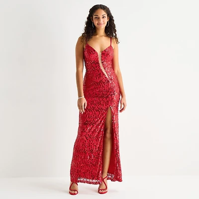 by&by Womens Juniors V Neck Sleeveless Beaded Sequin Bodycon Dress