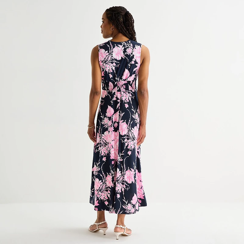 Studio 1 Womens V Neck Sleeveless Maxi Dress