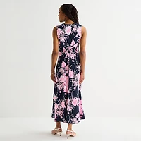 Studio 1 Womens V Neck Sleeveless Maxi Dress