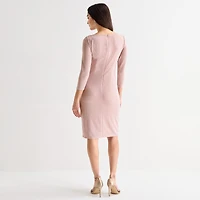 Jessica Howard Womens Boat Neck 3/4 Sleeve Sheath Dress