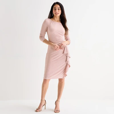 Jessica Howard Womens Boat Neck 3/4 Sleeve Sheath Dress