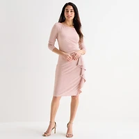 Jessica Howard Womens Boat Neck 3/4 Sleeve Sheath Dress