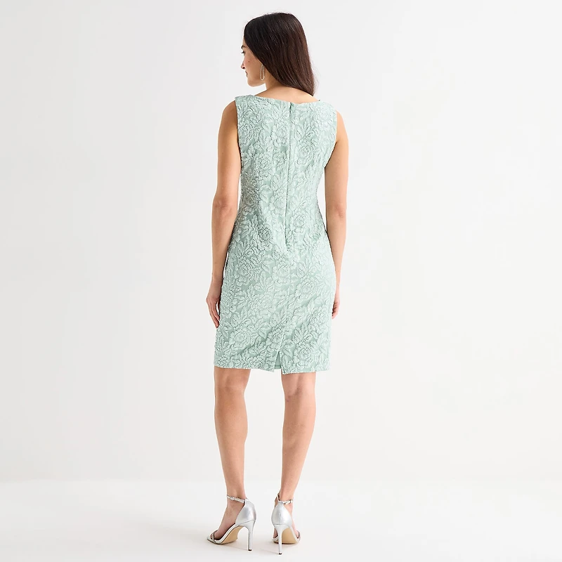 Brianna Milay Womens Keyhole Neck Sleeveless Floral Sheath Dress