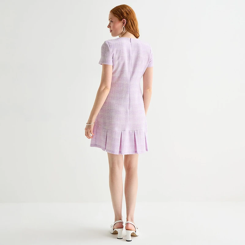 Marc New York Womens Round Neck Short Sleeve Sheath Dress
