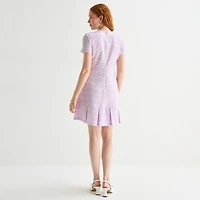 Marc New York Womens Round Neck Short Sleeve Sheath Dress