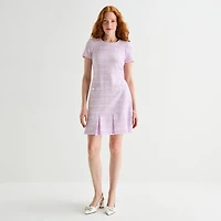 Marc New York Womens Round Neck Short Sleeve Sheath Dress