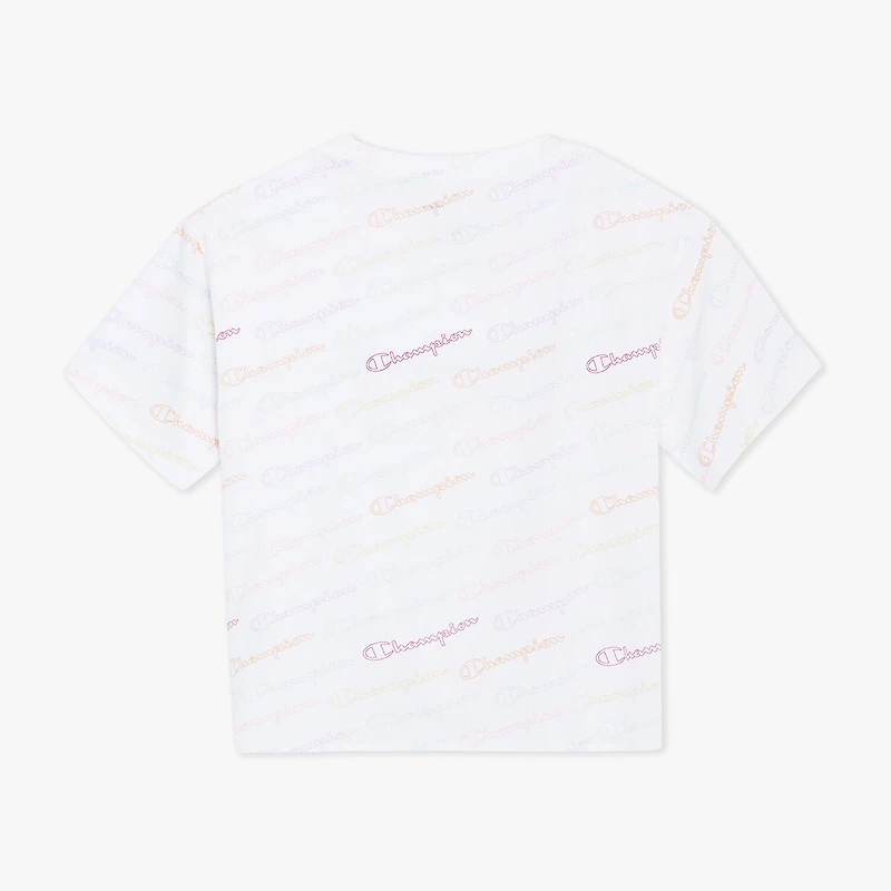 Champion Tie Front Big Kid Girls Crew Neck Short Sleeve Relaxed Fit Graphic T-Shirt