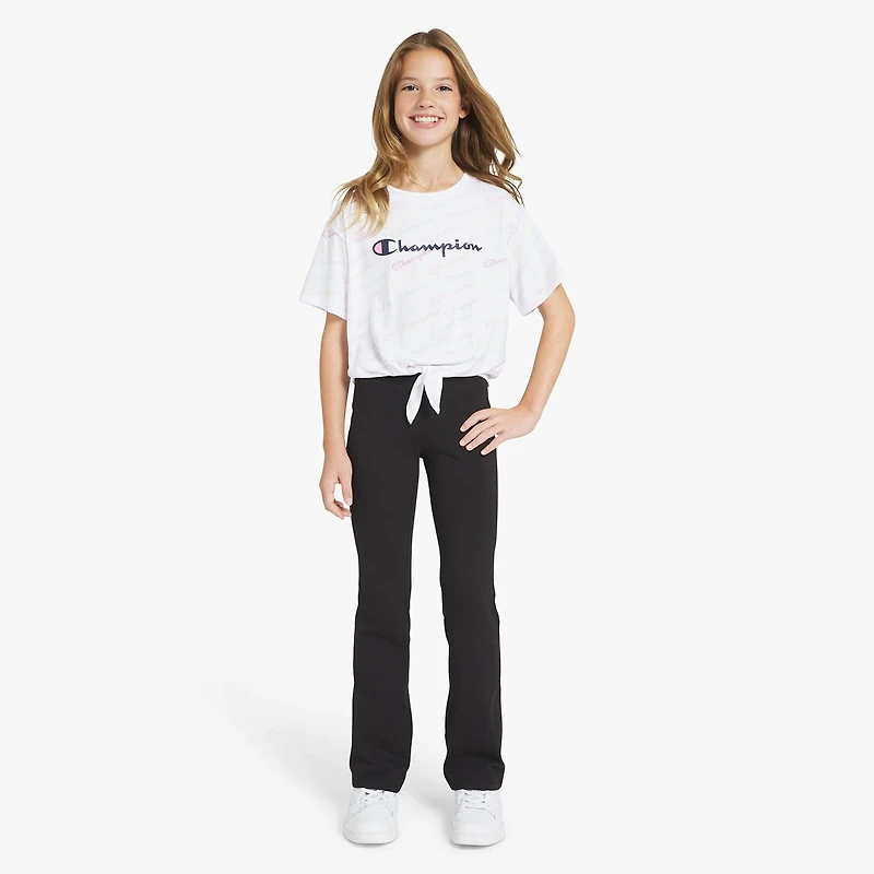 Champion Tie Front Big Kid Girls Crew Neck Short Sleeve Relaxed Fit Graphic T-Shirt