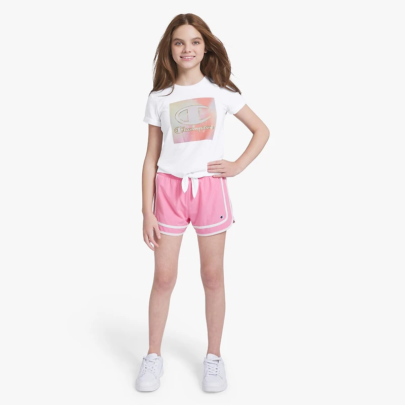 Champion Tie Front Big Kid Girls Crew Neck Short Sleeve Regular Fit Graphic T-Shirt