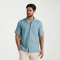 Cubavera Mens Short Sleeve Classic Fit Button-Down Shirt