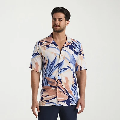 Cubavera Mens Short Sleeve Classic Fit Button-Down Shirt