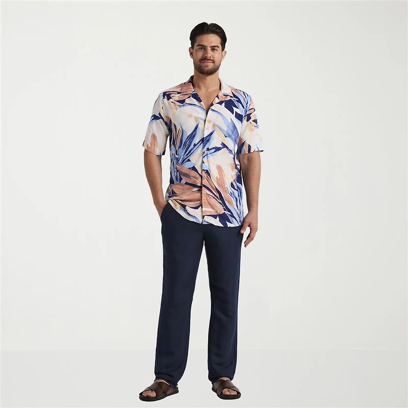 Cubavera Mens Short Sleeve Classic Fit Button-Down Shirt