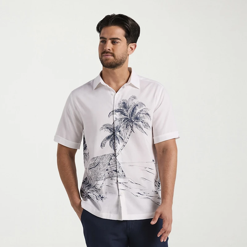 Cubavera Mens Short Sleeve Classic Fit Button-Down Shirt