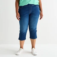 St. John's Bay Womens Plus Denim Pull On Cropped Pant