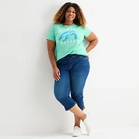 St. John's Bay Womens Plus Denim Pull On Cropped Pant