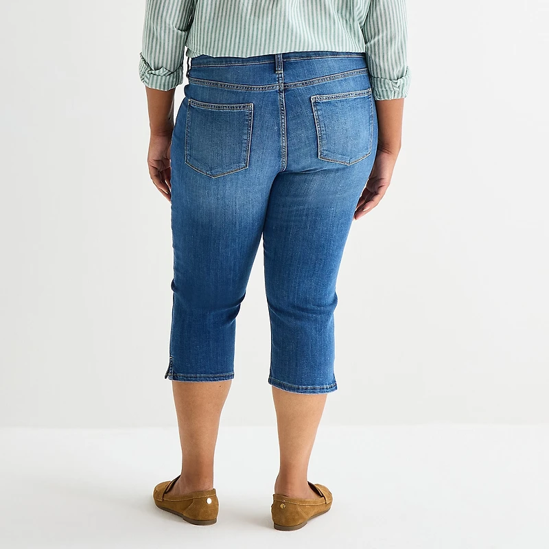St. John's Bay Womens Plus Secretly Slender Mid Rise Capri Jean