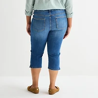 St. John's Bay Womens Plus Secretly Slender Mid Rise Capri Jean