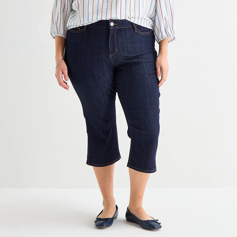 St. John's Bay Womens Plus Secretly Slender Mid Rise Capri Jean