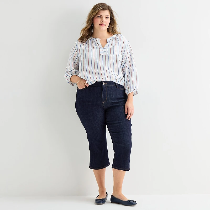 St. John's Bay Womens Plus Secretly Slender Mid Rise Capri Jean