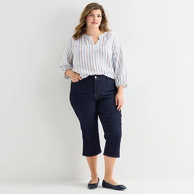 St. John's Bay Womens Plus Secretly Slender Mid Rise Capri Jean