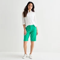 St. John's Bay Womens Long Sleeve Relaxed Fit Button-Down Shirt
