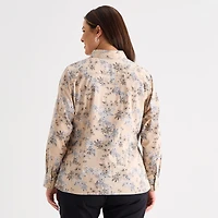 Liz Claiborne Womens Plus Long Sleeve Dress Shirt