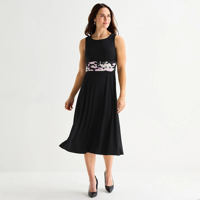 Jessica Howard Womens Midi Floral Jacket Dress