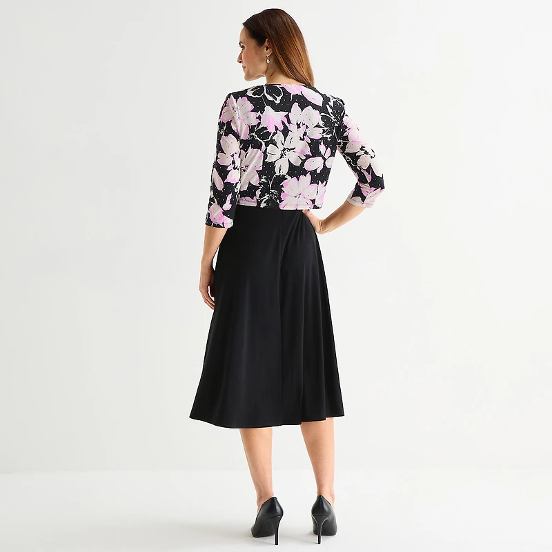 Jessica Howard Womens Midi Floral Jacket Dress