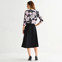 Jessica Howard Womens Midi Floral Jacket Dress