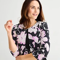 Jessica Howard Womens Midi Floral Jacket Dress