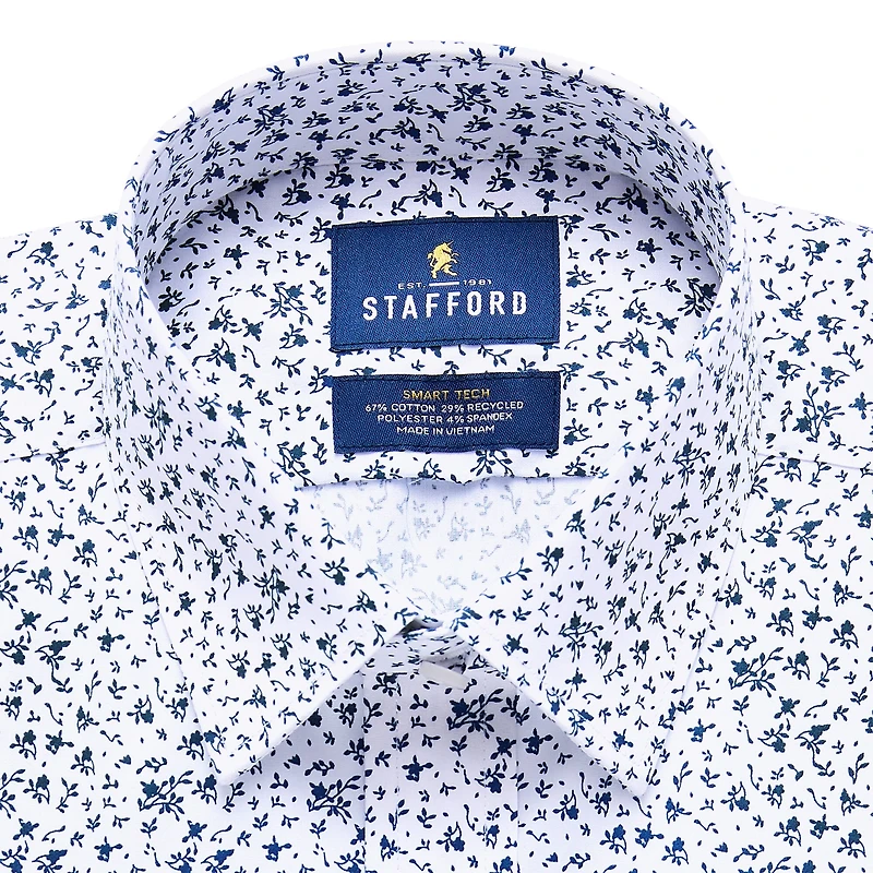 Stafford Smart Tech Mens Slim Fit Stretch Fabric Wrinkle Free Long Sleeve Dress Shirt