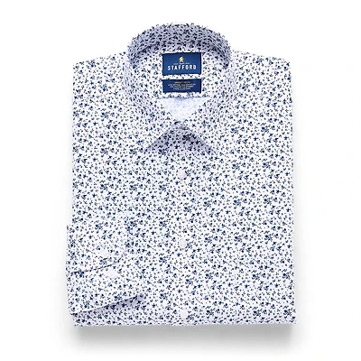 Stafford Smart Tech Mens Slim Fit Stretch Fabric Wrinkle Free Long Sleeve Dress Shirt