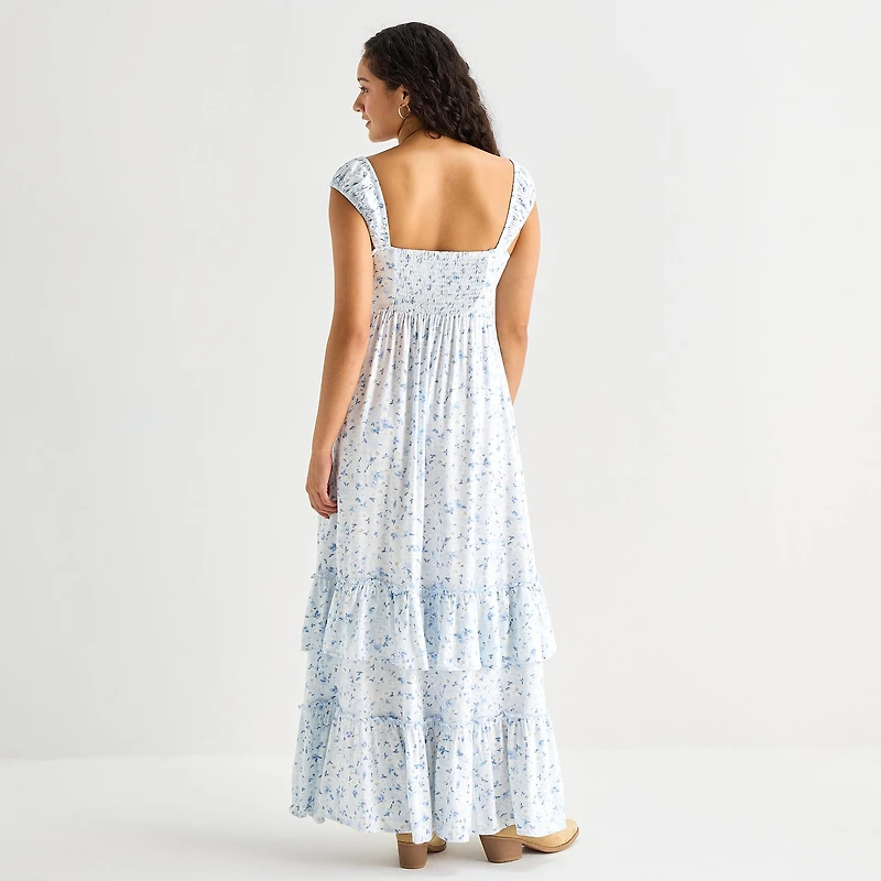 Arizona Womens Juniors Square Neck Sleeveless Maxi Dress