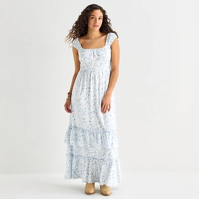 Arizona Womens Juniors Square Neck Sleeveless Maxi Dress