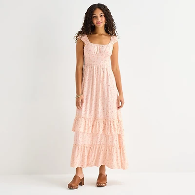 Arizona Womens Juniors Square Neck Sleeveless Maxi Dress